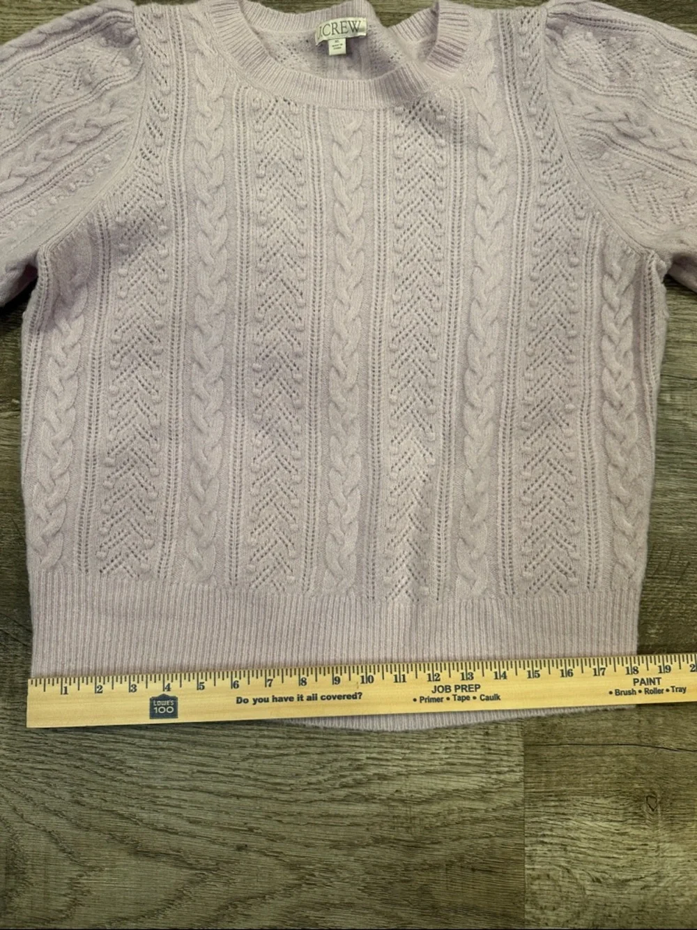 J. Crew Light Lavender Cable-Knit Puff-Sleeve Sweater‎ XL